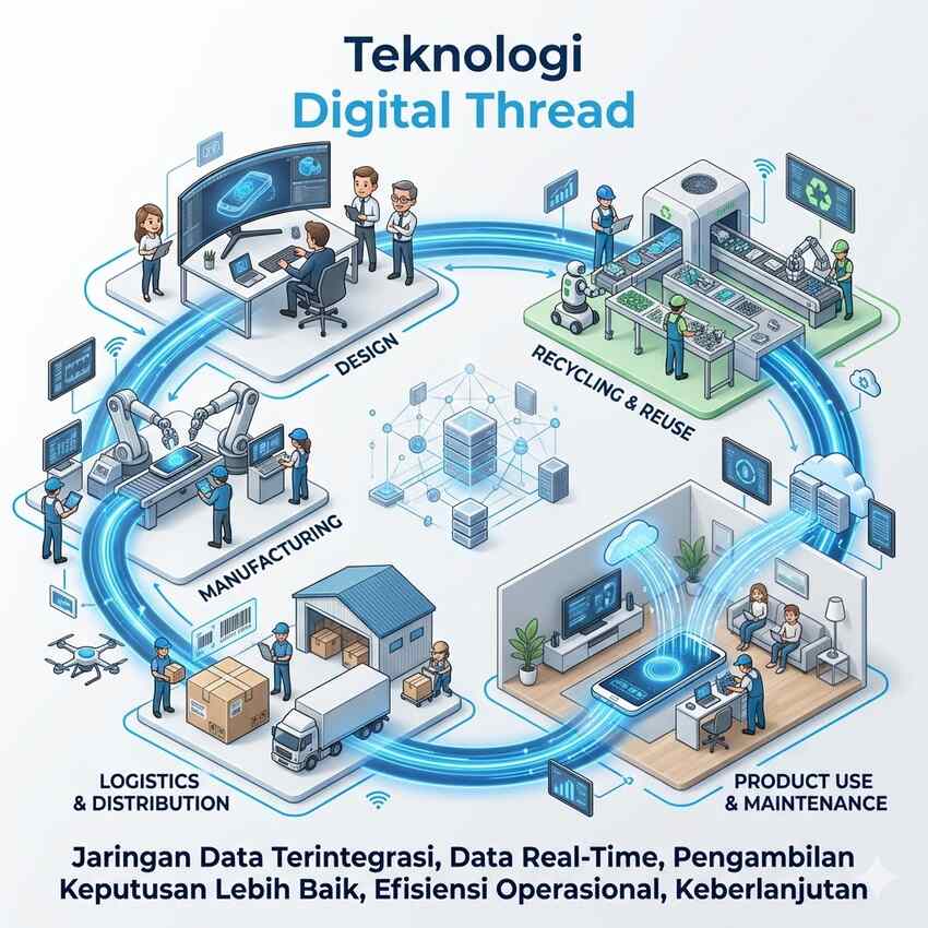 Teknologi Digital Thread Menghubungkan Seluruh Siklus Hidup Produk dari Desain hingga Daur Ulang